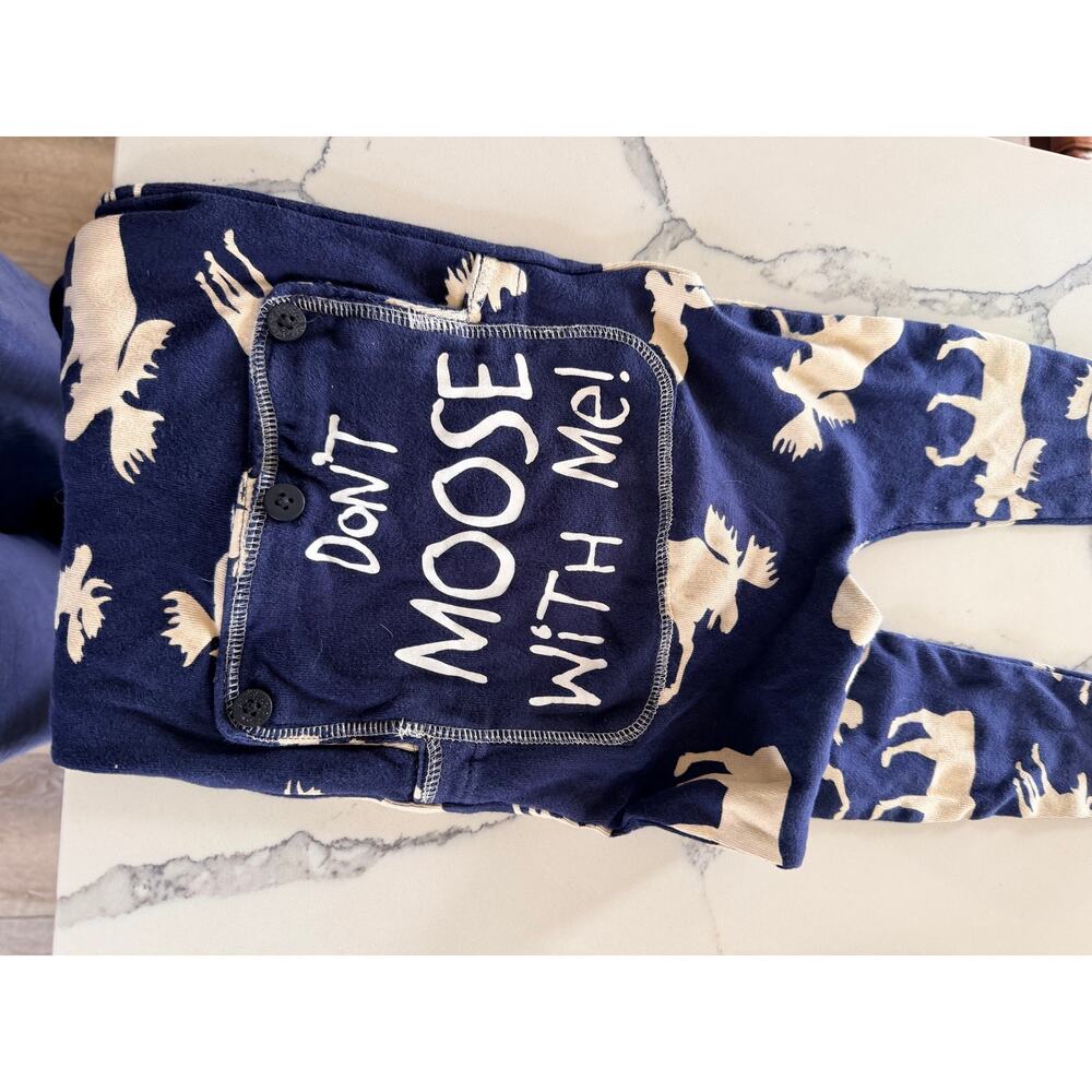 Lazy One Kids Moose Flap Jack Onesie Pajamas - 3T Blue - Picture 5 of 6